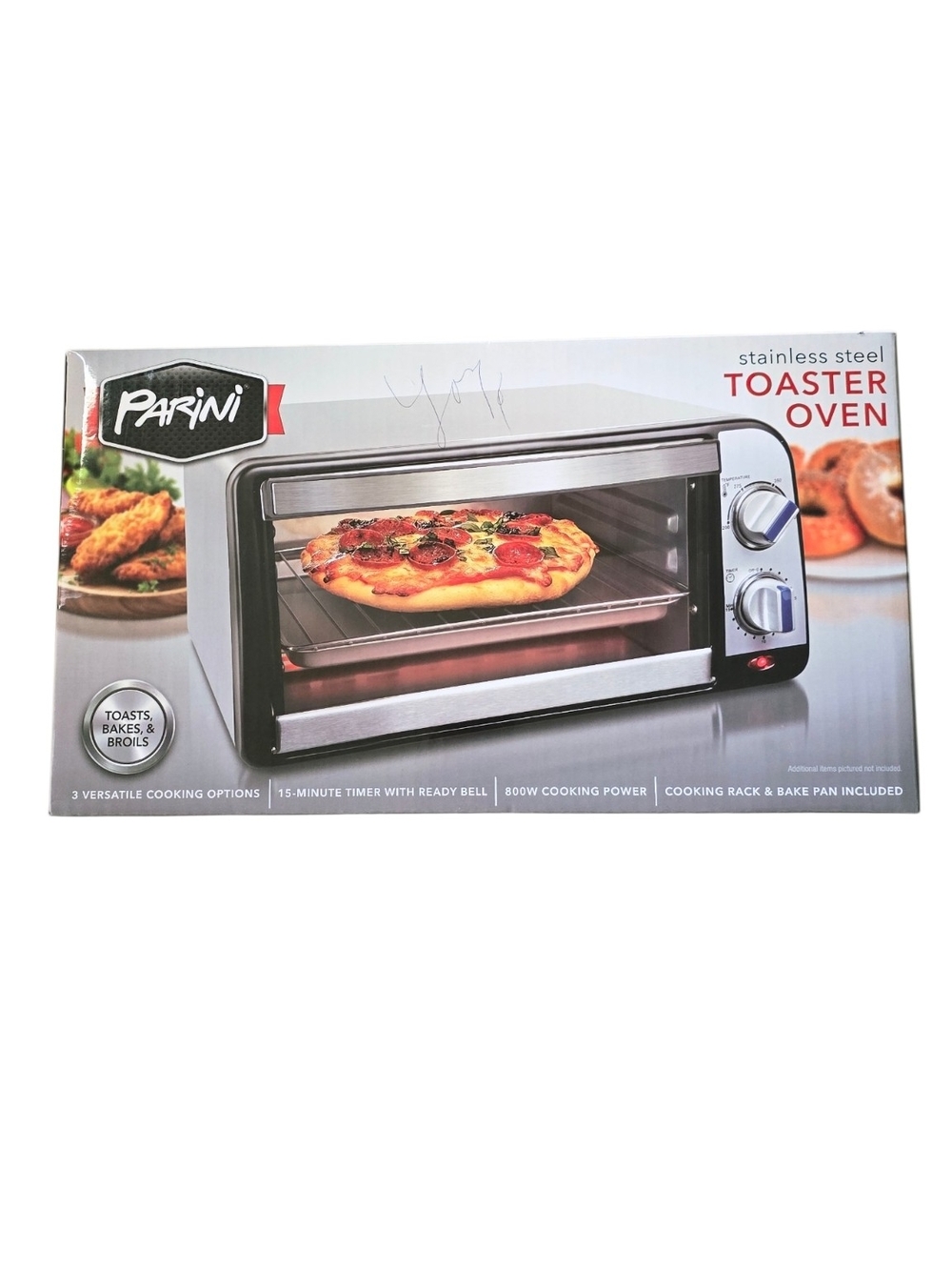 Parini Stainless Steel 800W Toaster Oven Toast Bake Broil NIB - Picture 4 of 5